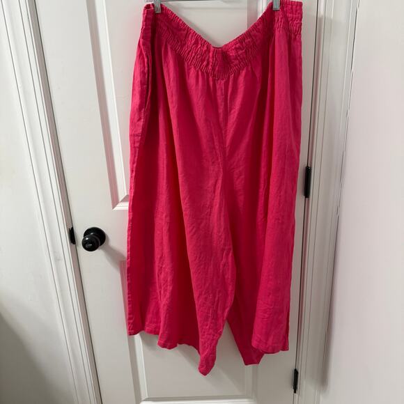 NWT $98 Anthropologie 3X Linen WideLeg Cropped Pants plus size - Picture 2 of 9